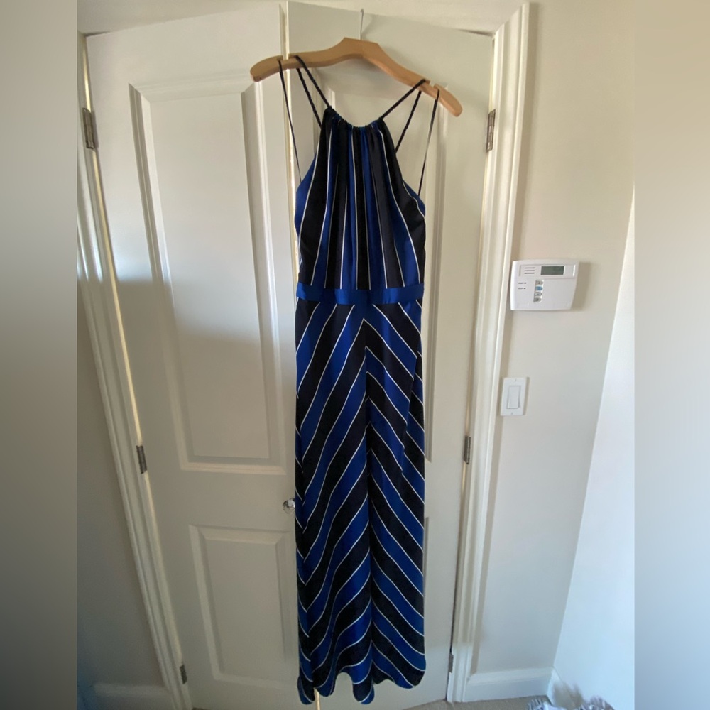 Guess Blue and Black Striped Rope Maxi Dress